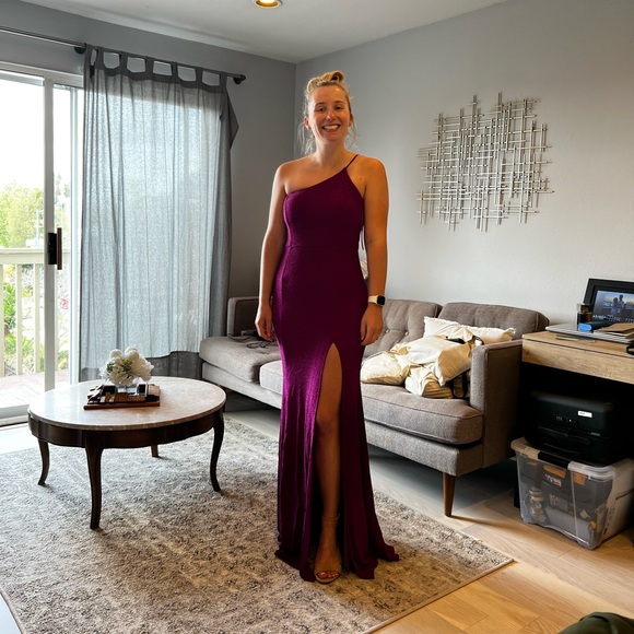 Truly Magnificent Shiny Magenta One-Shoulder Mermaid Maxi Dress - Picture 7 of 7